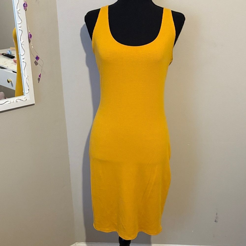 Rolla Coster Sleeveless Ribbed Midi Dress - Mustard